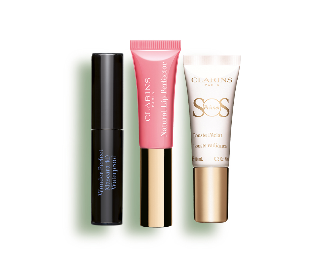 Purchase a third Clarins product in the same transaction and receive 3 makeup essentials